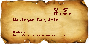 Weninger Benjámin névjegykártya